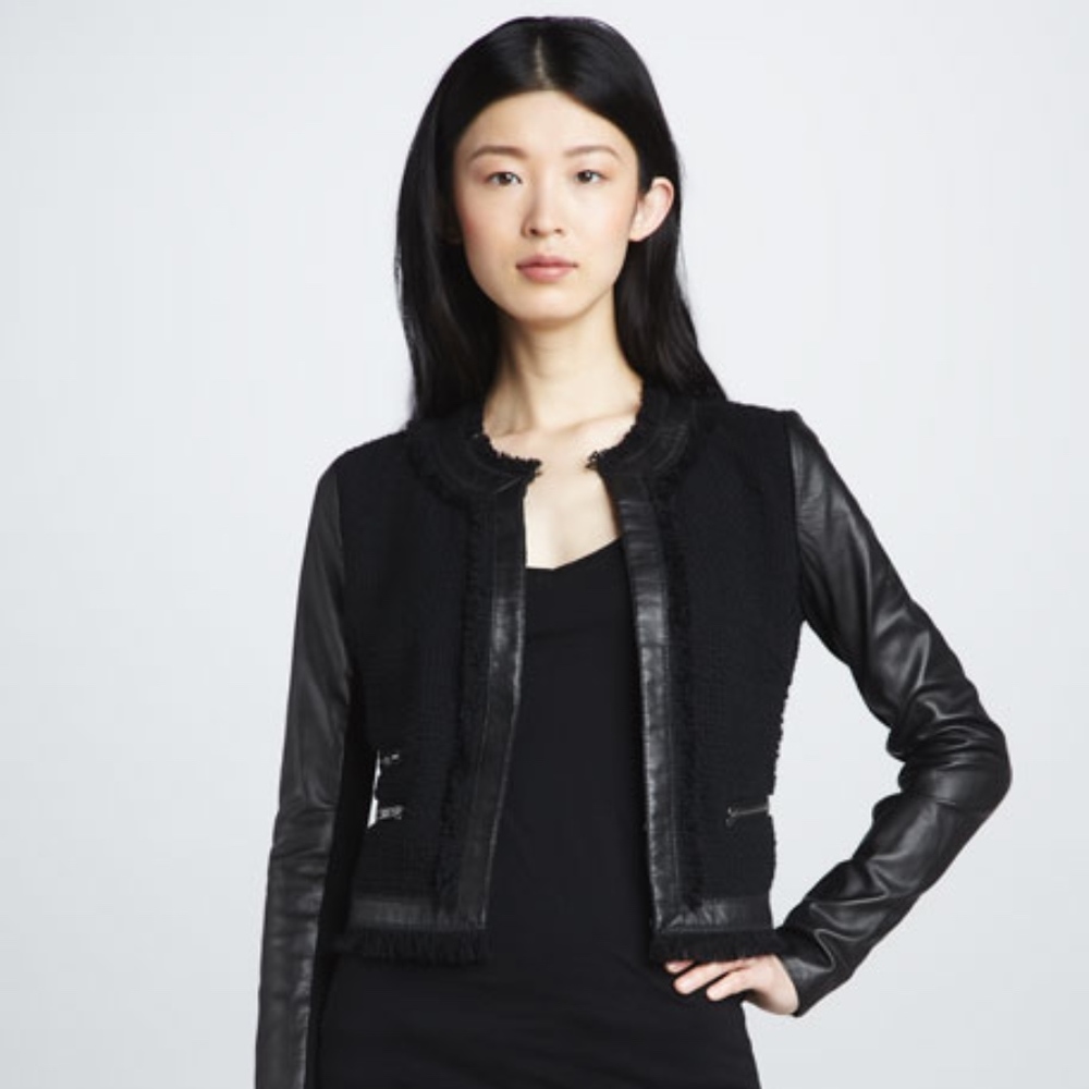 Rebecca Taylor Tweed and Leather Jacket